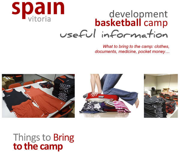Packing list Basketball camp Vitoria Spain